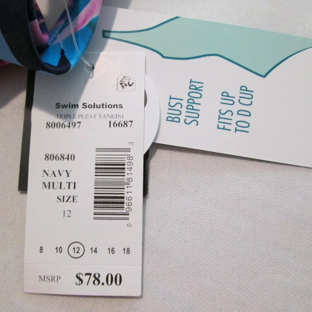 Swim Solutions Garden Swan Triple-Tiered Tankini NWT Sz 12 - Picture 8 of 11